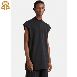 Simple costilla cuello crudo negro Vintage <span class=keywords><strong>camiseta</strong></span> <span class=keywords><strong>sin</strong></span> mangas Hombre - Product Image 1