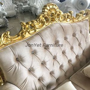 <span class=keywords><strong>Sofa</strong></span> Ruang Tamu Mewah Gaya Barok Ukiran Kayu Emas Putih Kustom - Product Image 2