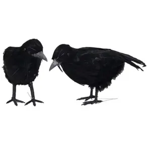 Plume artisanale noire en soie, couronne d'oiseaux noirs, avec fils flexibles, pour arrangement Floral, projets artisanaux et décoration