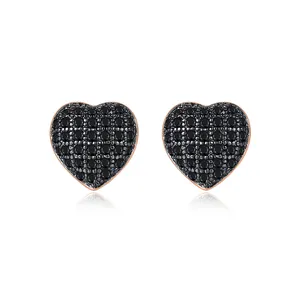 LUOTEEMI Mens HipHop Micro Pave Stud Bông Tai Đôi Mạ Vàng Bullet Nút Tai Bông Tai