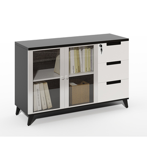 Mobilier de bureau moderne et contemporain Bibliothèque en bois Portes coulissantes en verre pour atelier scolaire Hôtel Hôpital Stockage Panneau d'utilisation - Product Image 1