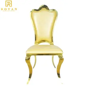 New design hotel furniture model gold stainless steel chairs wedding event chair used for dining