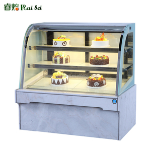 Classique Marbre Simples à Base Incurvée En Verre Affichage Vitrine De Gâteau, 3 Couches Baker Vitrine Réfrigérateur - Product Image 1