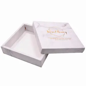 China leverancier custom logo gedrukt opvouwbare wit marmer gecoat papier bruidsmeisje gift box met deksel voor bruiloft gunst