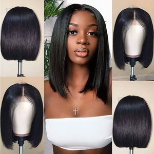Jaycelie — perruque Bob Lace Front Wig naturelle lisse, cheveux humains, coupe au carré Short Bob, 8 pouces, pour africaines et américaines - Product Image 4
