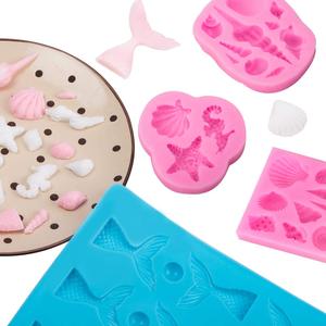 <strong>Seashell</strong> Mermaid Fish Tail Mold, 4 Pack Silicone Fondant Mold for Decorating Ice, <strong>Chocolate</strong>, Candy, Sugar, Jelly