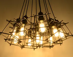 Công Nghiệp Cổ Điển Kim Loại Lồng Loft Đèn Trần Edison Pendant Lights Đồ Đạc