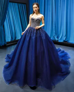 RSM66818 elegant beaded sweetheart ball gown navy lace ล่าสุดชุดราตรีหรูหราชุดราตรีผู้หญิงชุดราตรียาวอย่างเป็นทางการ