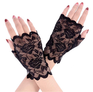 1 Paire De Gants Longs Noirs Pour Femme Gants En Dentelle