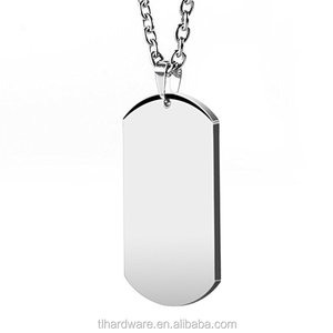 <span class=keywords><strong>Los</strong></span> hombres de alto pulido de acero inoxidable Etiqueta de perro de plata colgante collar 22 pulgadas de cadena - Product Image 1