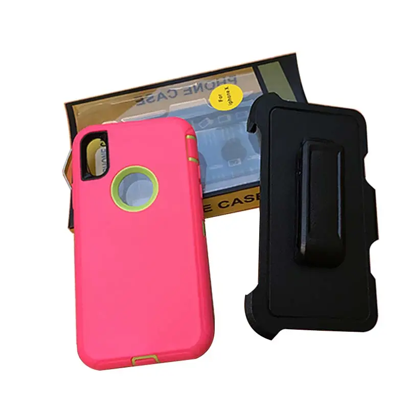 Funda protectora para teléfono móvil, carcasa con Clip de cinturón resistente para iPhone X XR XS Max 11 12