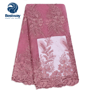 Vải Ren Châu Phi Đính Cườm Pháp Chất Lượng Nhà Sản Xuất Ren Bestway - Product Image 3