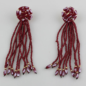 Popular Boho rojo granos de la semilla de cristal gota pendientes borla pendientes para niñas - Product Image 1