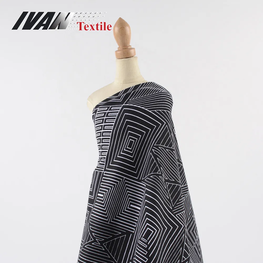 New fashion custom knitted single jersey geometrical pigment digital printing cotton spandex textiles and fabrics