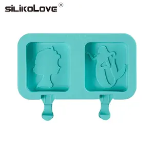 Thực Phẩm Tự Chế Lớp Hình Vuông Mermaid Pattern Silicone Ice Cream Molds Mùa Hè Ice Lolly Khuôn Mẫu Tủ Đông Ice Cream Bar Khuôn Mẫu