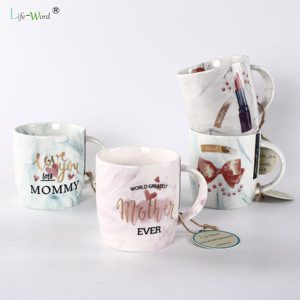 Venta al por mayor del día de la madre regalo <span class=keywords><strong>para</strong></span> adultos eco hueso porcelana esmaltada taza de café de té barato taza de mármo - Product Image 3