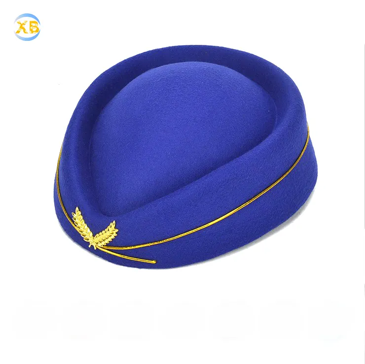 7色売れ筋卸売女性フェルトサービスハットパフォーマンスエアラインスチュワーデス帽子