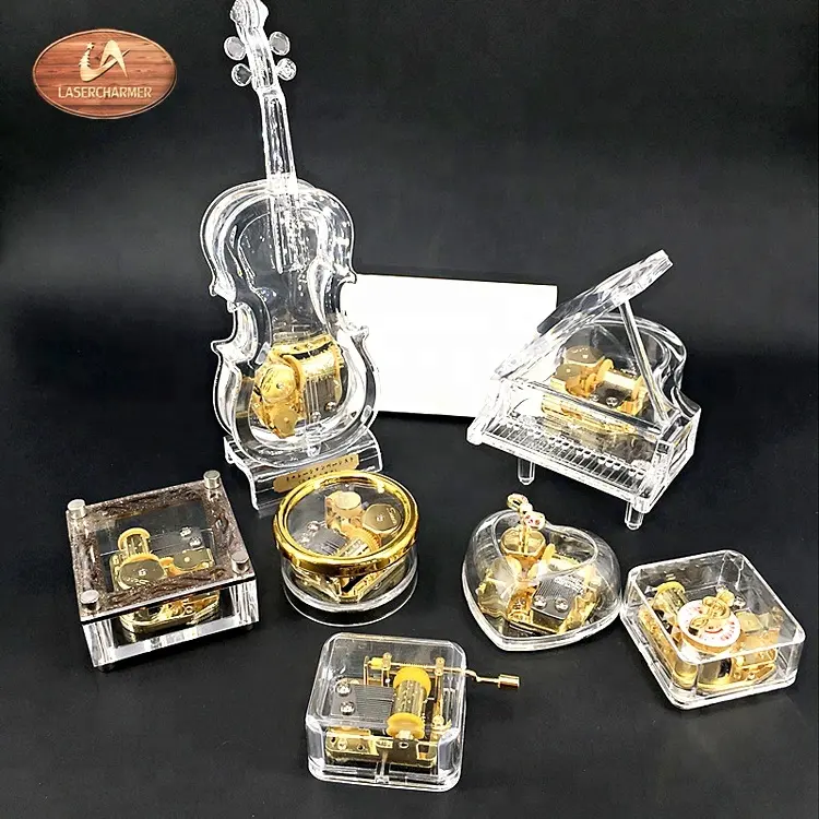 Acrilico trasparente Violoncello di music box di Music scatole all'ingrosso