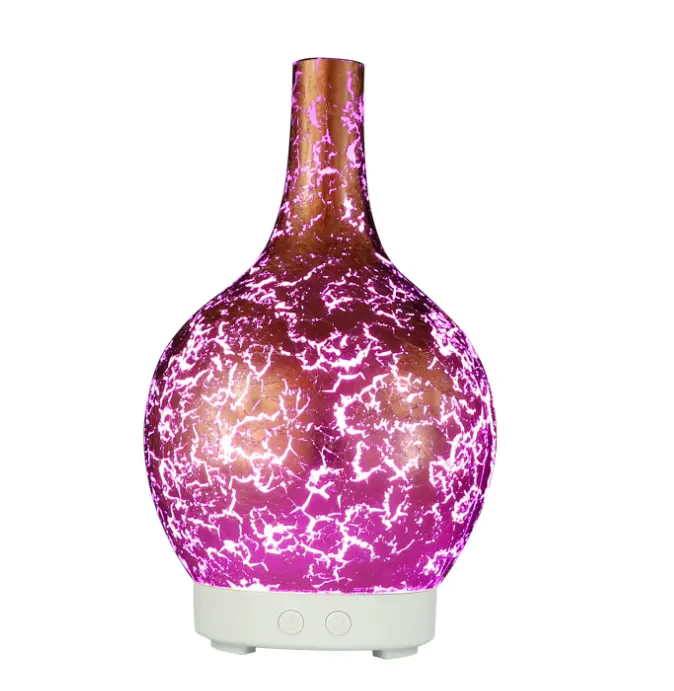 Hot Online Selling Crackle Mozaïek Glas Essentiële Olie Diffuser Aromatherapie 100Ml Behuizing Luchtbevochtiger In 2022