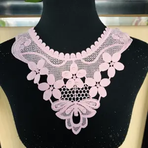 New Design Hot Sale garment applique Milk Silk Polyester neck lace collar Embroidery lace collar