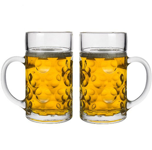 Glassware 1000ml Beer Glass Mug Dimple Beer Mug with Handle
