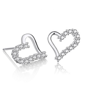EC35 personalidad rosa/rodio plateado joyería en Corea diseño 925 Plata amor corazón creativo Stud pendientes al por mayor - Product Image 1