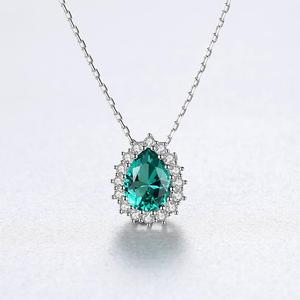 CZCITY Catena a maglia Dell'argento Sterlina 925 Del Pendente di Goccia Dell'acqua Collane per le Donne Regali Gioielli Topaz Della Pietra Preziosa Collares - Product Image 6