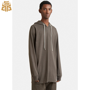 Hombre blanco No bolsillo logotipo personalizadogris de gran tamaño de lazo llano con capucha Sudadera con capucha hip hop - Product Image 1