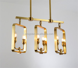 Moderne suspension en laiton poli 6 lumières en laiton pendentif lampe - Product Image 1