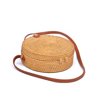 Bolso de Paja Redondo Estilo <span class=keywords><strong>Boho</strong></span> <span class=keywords><strong>Chic</strong></span> Natural de Fábrica, Bolso de Ratán, Bolso de Bambú - Product Image 4