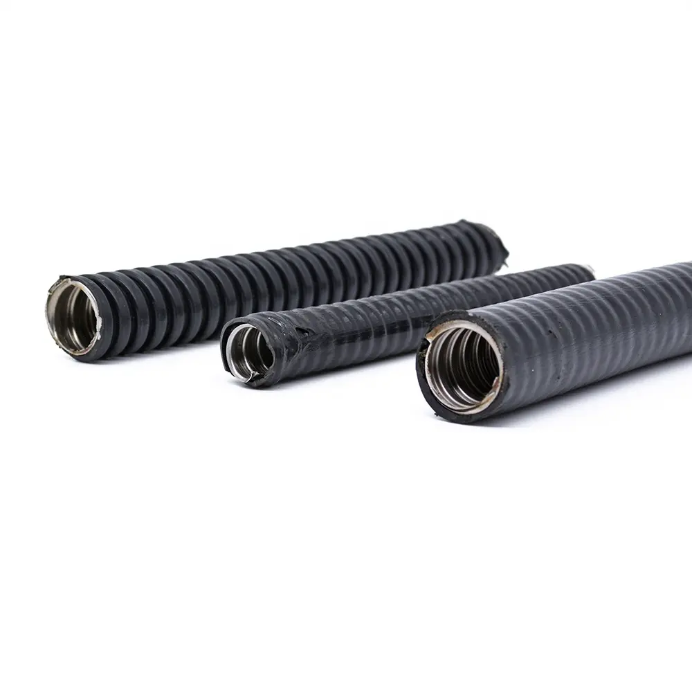 Plastic coated metal flexible hose cable conduit Plastic-coated metal hose bellows black flexible metal tubing