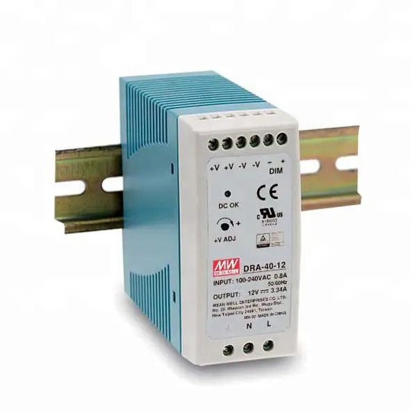 40 W 24 V 1.7A carril DIN interruptor de alimentación DRA-40-24 meanwell 40 W salida programable actual