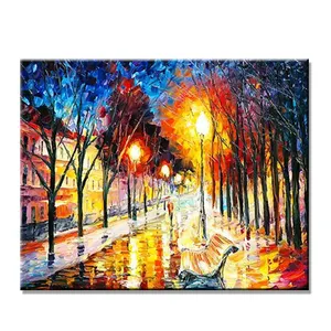 Wall Decoration Fine Art Canvas Handmade Knife Oil Paintings Paris Street Scenes