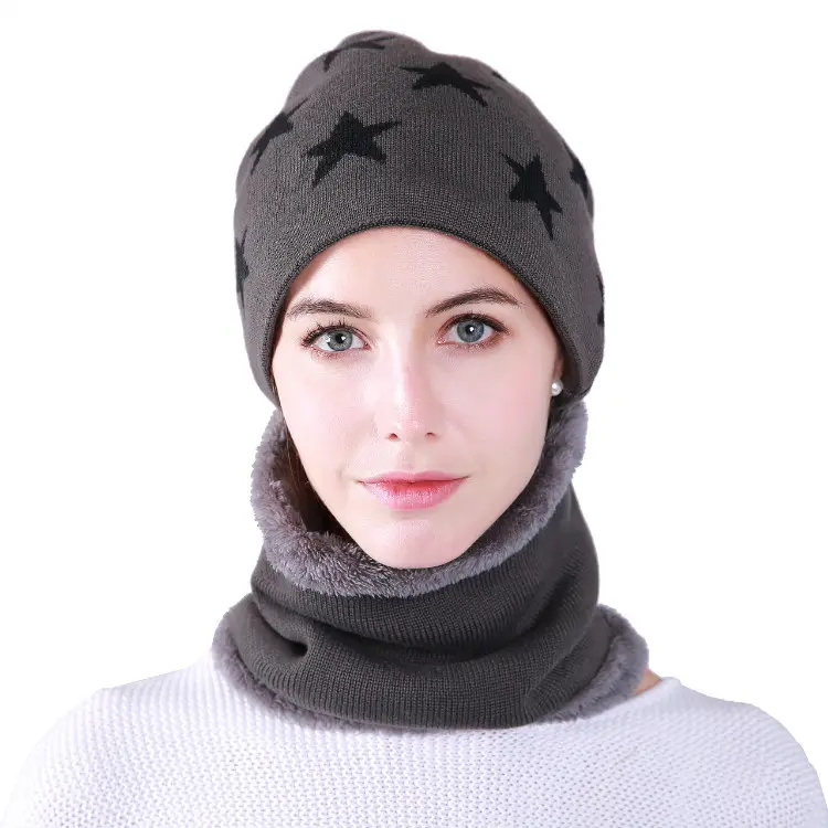 Оптовая продажа для мужчин женщин зимняя шапка шарф комплект дамы шляпа