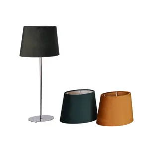 Cheap Wholesale Hotel House Bedside Table Lamp Chrome Metal Reading LampとSoft Velvet Lampshade Oval