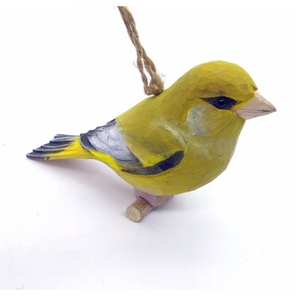 Venta al por mayor, mano tallada, de madera aves decoración greenfinch de pájaro de madera - Product Image 5