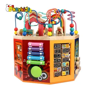 My busy town toddlers wooden activity cube with music W11B226