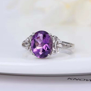 SGARIT Custom Dubai Designs Classic Oval Facetted Cut 925 <strong>Silver</strong> Purple Amethyst Engagement <strong>Adjustable</strong> Wedding <strong>Ring</strong> for Women - Product Image 3