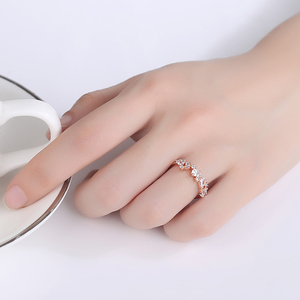 LUOTEEMI — bague en laiton plaqué or Rose pour filles, anneau pour femmes, en zircone cubique 3A, diamant délicat - Product Image 3