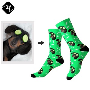 Polyester Animal Personnalisé 3d <span class=keywords><strong>Photo</strong></span> Votre Propre <span class=keywords><strong>Chien</strong></span> Chat Visage BAS quantité minimale de commande Impression Personnalisée Chaussettes - Product Image 1