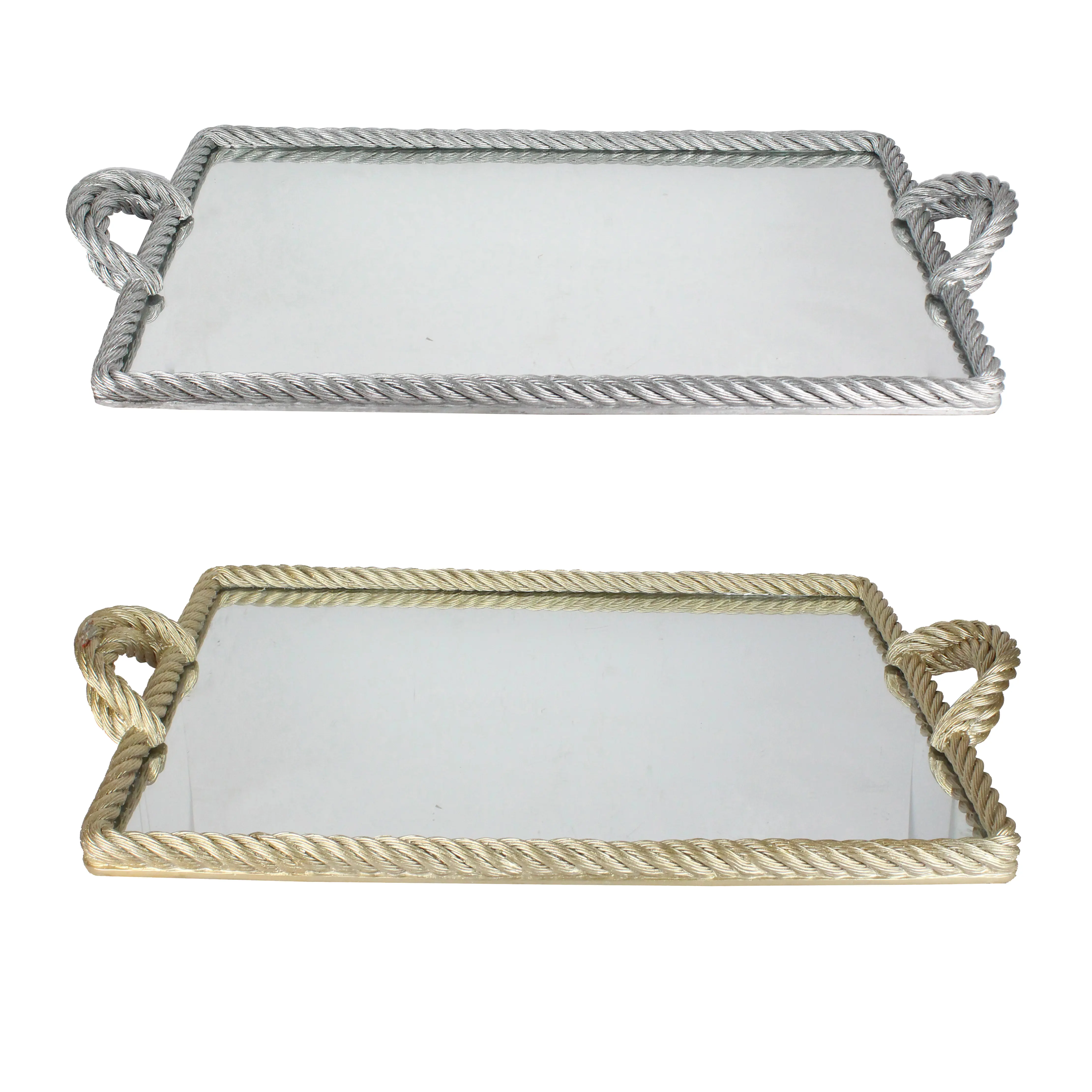 Decorative Mirror Serving Tray Resin Rope Gold Handle Wedding Available 30% Deposit Accpectable Beautiful Picture Shine D CN;FUJ