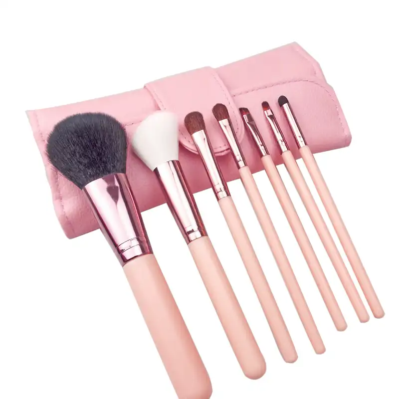7 Cái Chuyên Nghiệp Makeup Brush Set Đối Mặt Trang Điểm Lông Mi Với Túi Da Bán Buôn Eyeshadow Kabuki Cọ