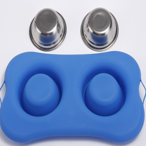 Acero inoxidable Anti slip silicio perro <span class=keywords><strong>el</strong></span> depósito de agua en forma de hueso - Product Image 3