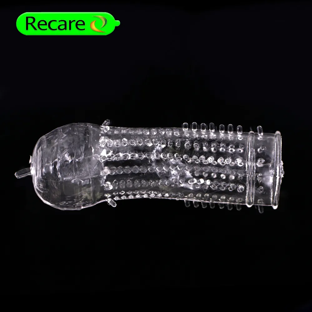 Silicone crystal penis extender ultra dunne penis sleeve condoom