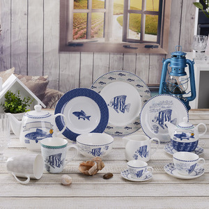 De verano creativos Océano Azul <span class=keywords><strong>pescado</strong></span> patrón juegos de cena china de hueso vajilla de estilo europeo - Product Image 6