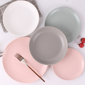 Assiettes à dîner rondes en céramique personnalisées, 5 pièces, vernis mat, plusieurs couleurs, pour restaurant