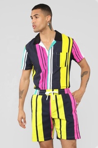Ensemble short et chemise imprimée pour homme KY – Collection été 2026 – Taille élastique avec cordon de serrage – Coupe ajustée – Idéal plage - Product Image 2