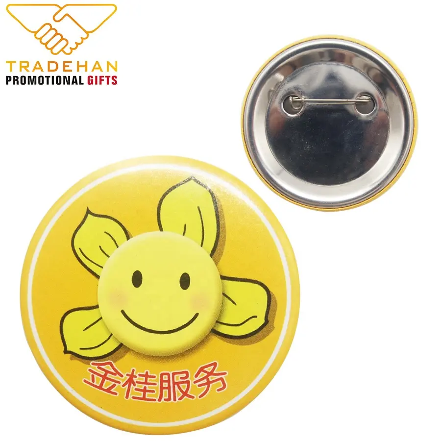 Promotional Gift Custom metal CMYK printing 38mm pin tin button badge