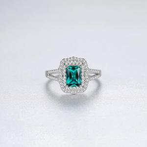 CZCITY Women Engagement Wedding Gemstone Bypass Anel Genuine 925 Sterling <strong>Silver</strong> <strong>Emerald</strong> <strong>Rings</strong> - Product Image 5