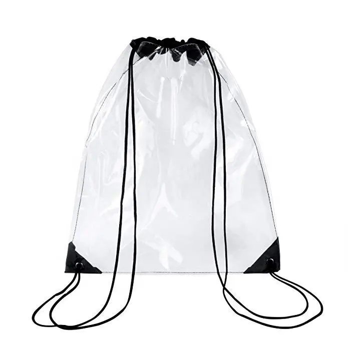 कस्टम फैशन प्लास्टिक निविड़ अंधकार पारदर्शी Drawstring बैग स्पष्ट पीवीसी शॉपिंग बैग